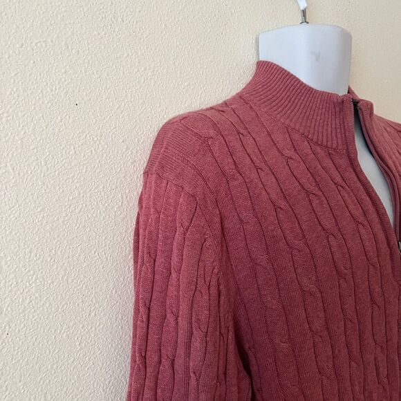 Club Room Men's Pima Cable Quarter-Zip Red Size Extra Large - Picture 4 of 10